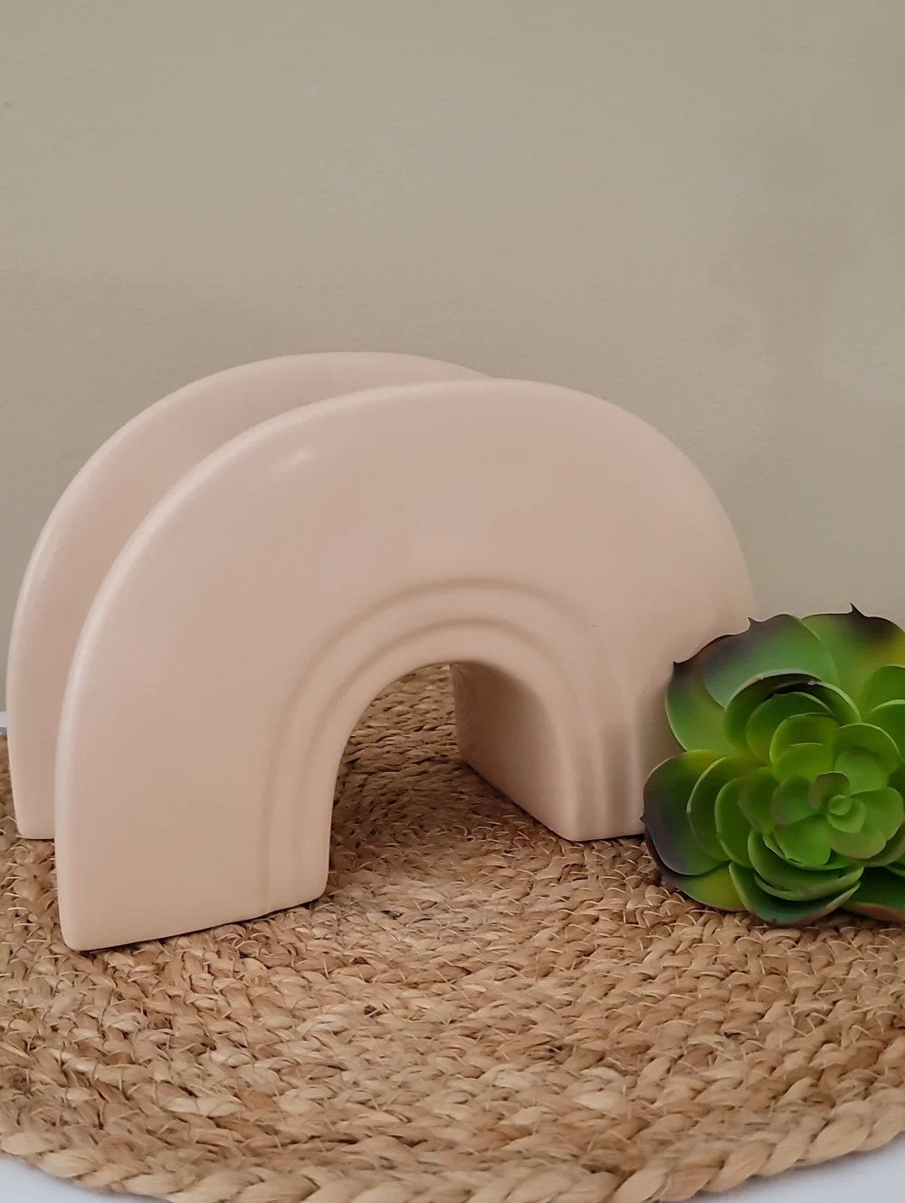 Bath & Body Works Matte Beige Ceramic Rainbow Planter Vase